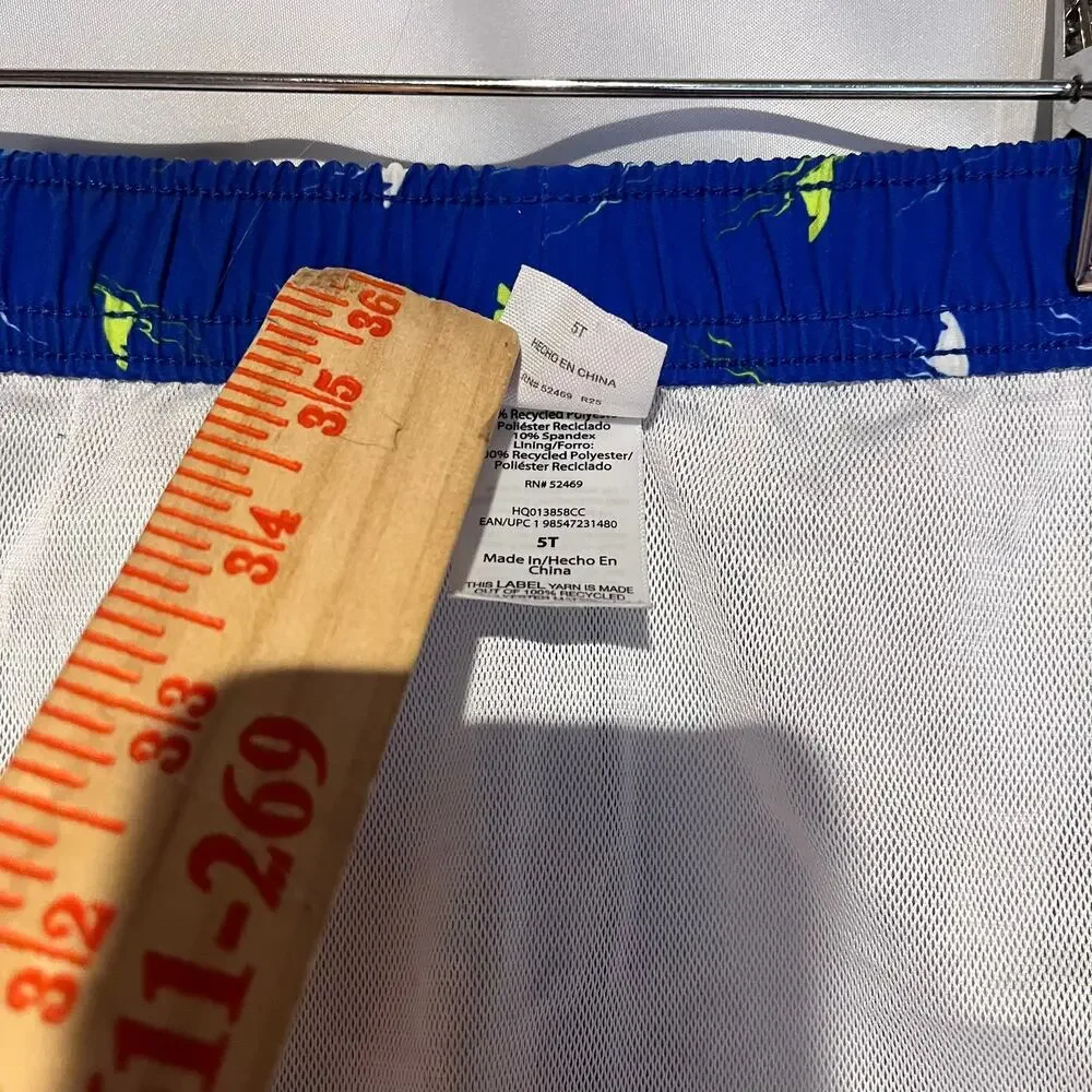 Wonder Nation Boys 5T Blue Shark Print Swim Trunks